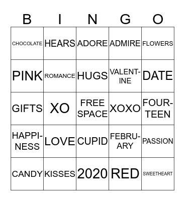 VALENTINES DAY BINGO Card