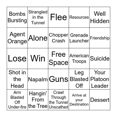 Vietnam Bingo Card