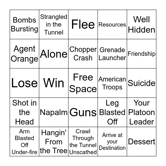 Vietnam Bingo Card