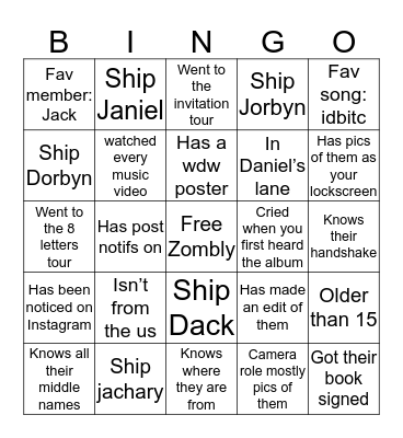 Why Don’t We Bingo Card
