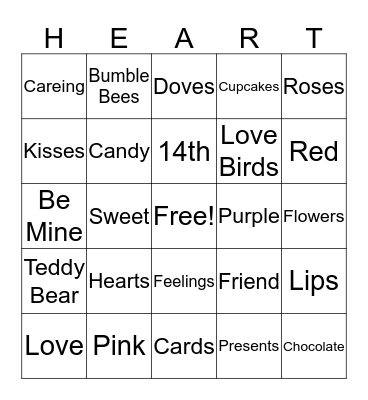 valentines day  Bingo Card