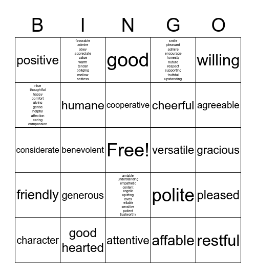 Togetherness Day Bingo Card