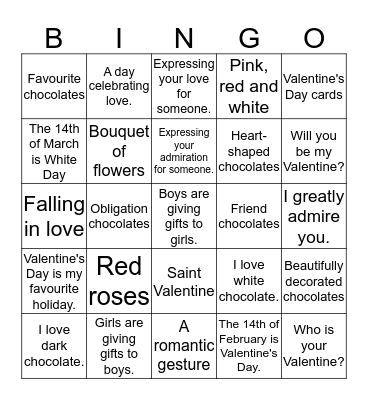 Valentine's Day ❤︎ Bingo Card