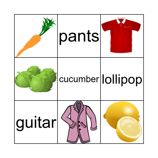 Needs & Wants Game Bingo Card