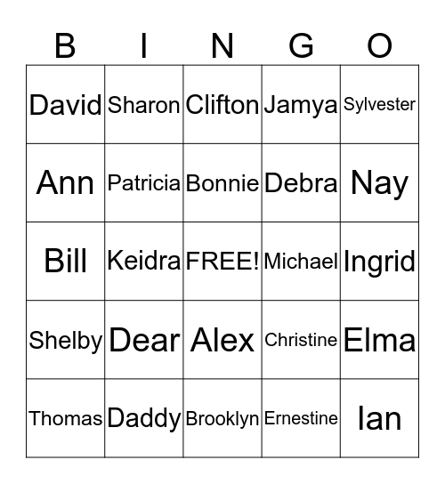 Lowe Family Fun Bingo Card