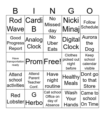 Attendance  Bingo Card