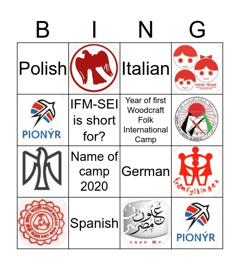 International Friendship Bingo Card