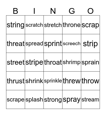 Triple Consonants Bingo Card