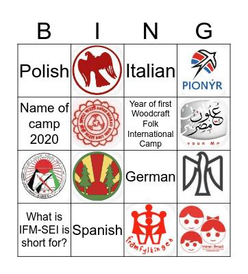International Friendship Bingo Card