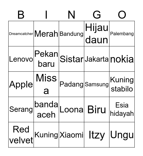 Punya Teo Bingo Card