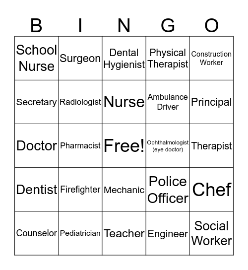 Career Bingo! Bingo Card