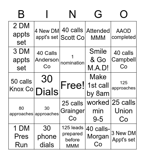 All-Star Pace Event  Bingo Card