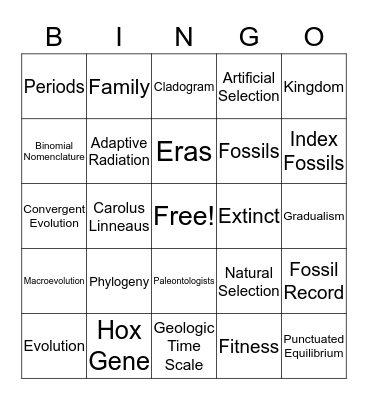 Zoology Bingo Card