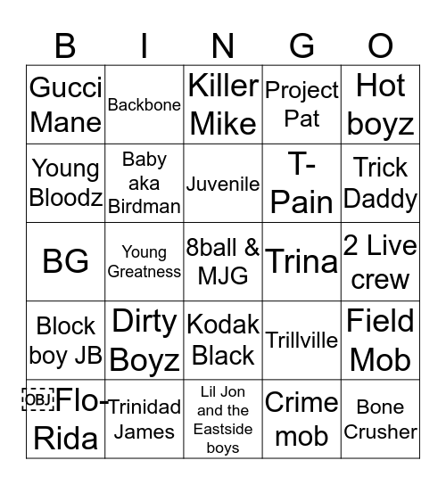 ROUND 3 (Dirty South)  Bingo Card