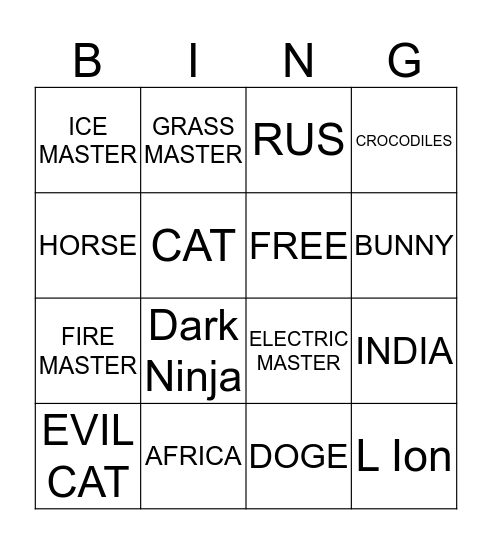 DOGE GAME Bingo Card