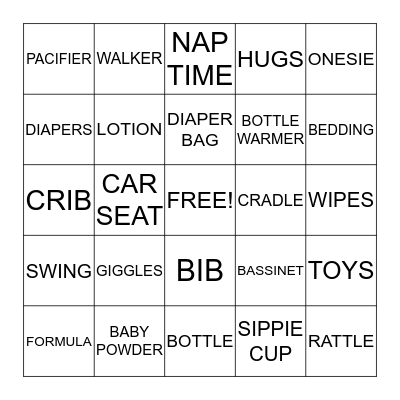 BABY SHOWER BINGO Card