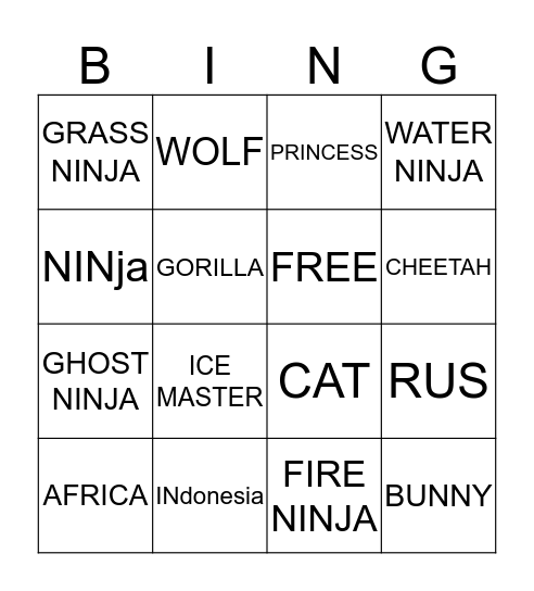 DOGE GAME  Bingo Card