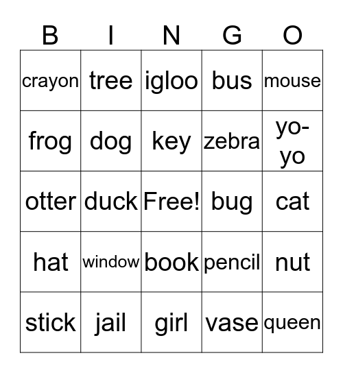 Reading Bingo Card