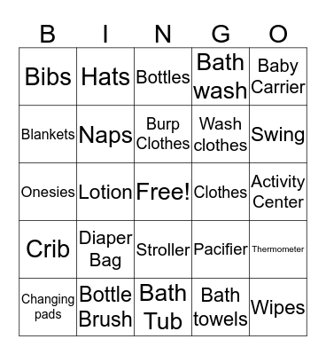 Baby Bingo Card