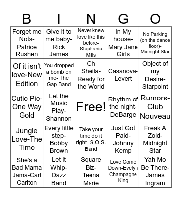 DD12 80's Soul Sensations! Bingo Card