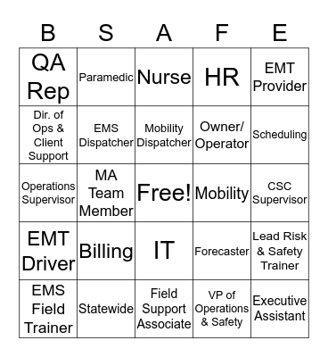Hart to Heart Cares About Your Safety Bingo Card