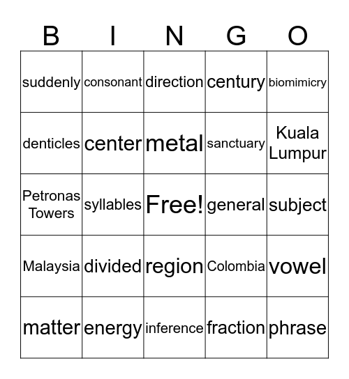 Kalin and Aidan Bingo Card