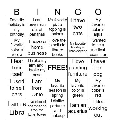 Team Build Bingo Card