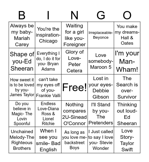 DD21 Love ME! Bingo Card