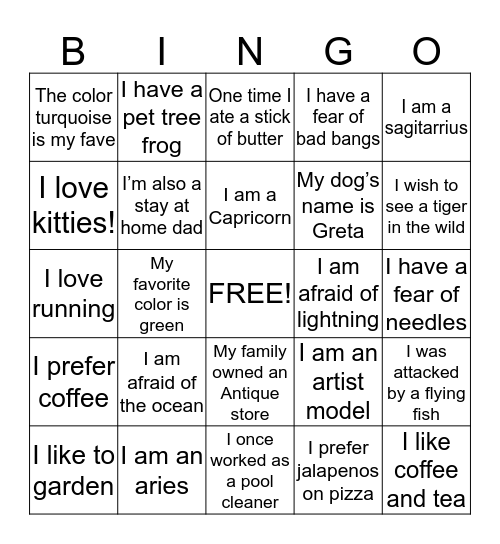 Team Build Bingo Card