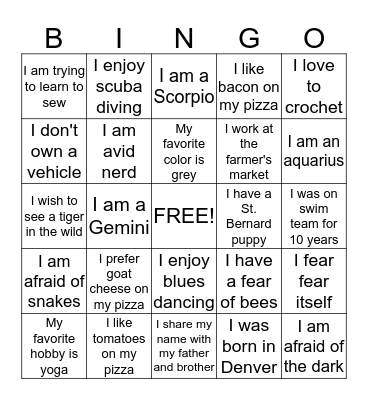 Team Build Bingo Card