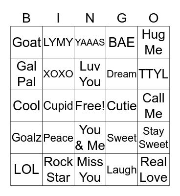 Valentines Day Bingo Card