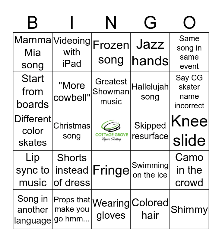Figure Skating Bingo Card