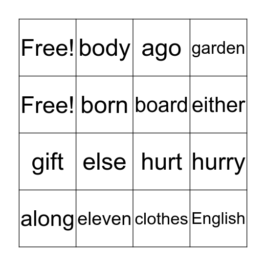 Dale Two Bingo Card