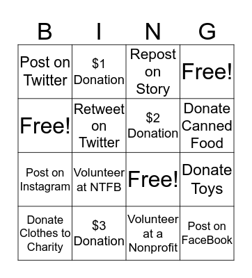 SDG Goal 1: No Poverty Bingo Card
