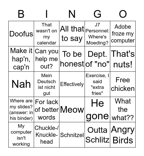 3M Bingo Card