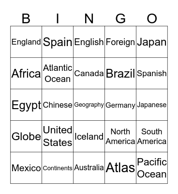 Bingo----List 19 Bingo Card