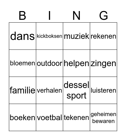 Talentenbingo Card