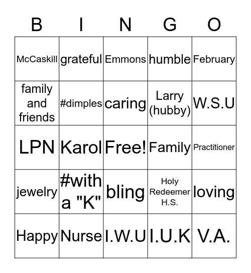 HAPPY BIRTHDAY KAROL Bingo Card