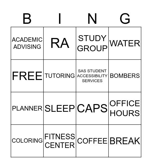 Resource Bingo! Bingo Card
