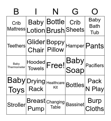 Baby Bingo Card