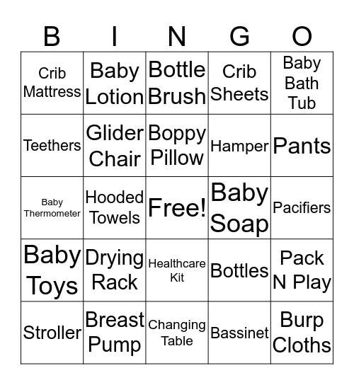 Baby Bingo Card