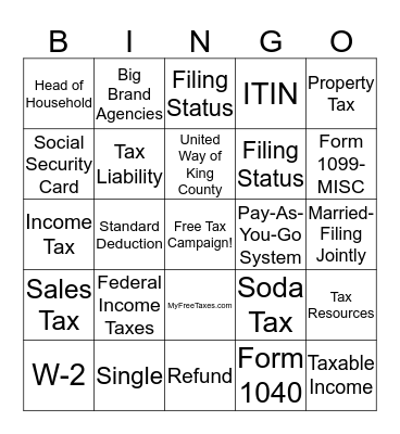 Tax Bingo Card