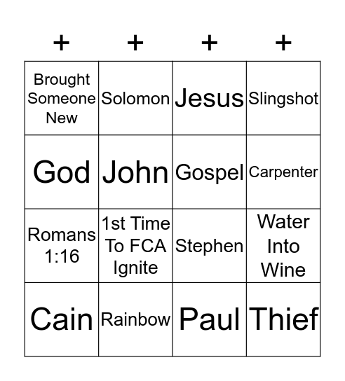 Bible Bingo Card