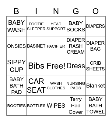 BABY SHOWER Bingo Card