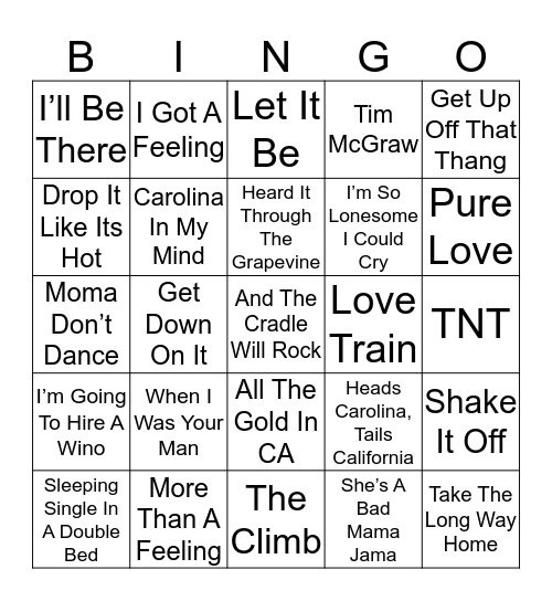 Music Bingo 17-4 Bingo Card