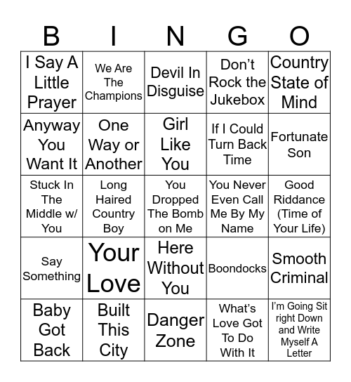 Music Bingo 18-12 Bingo Card