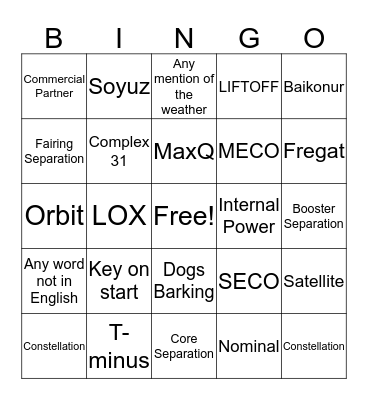 OneWeb-2 LAUNCH BINGO!! Bingo Card