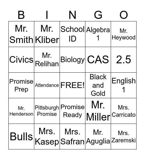 Brashear Bingo Card