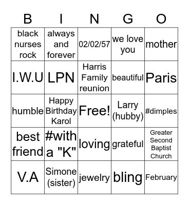HAPPY BIRTHDAY KAROL Bingo Card