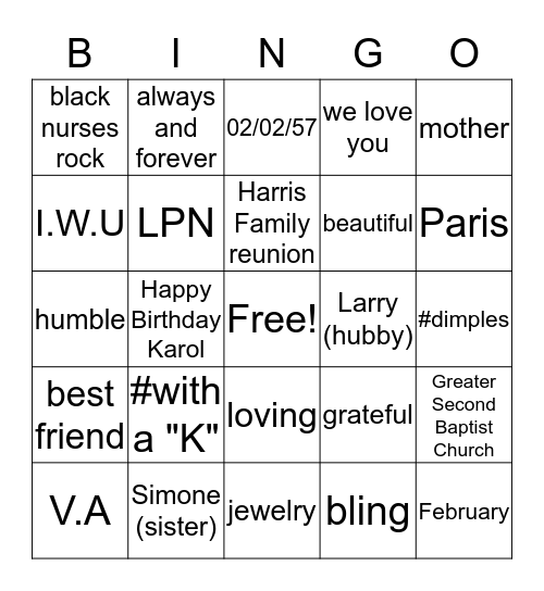 HAPPY BIRTHDAY KAROL Bingo Card